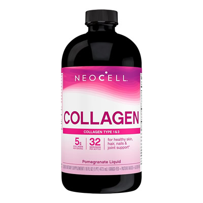 NeoCell Liquid Collagen, Skin, Hair, Nails and Joints Supplement, Includes Fruit Juice Concentrates and Green Tea Blend, Pomegranate, 16 oz., 1 Bottle